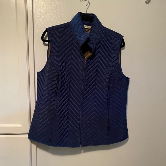 ORVIS Chevron Quilted Vest - Navy Sz L - Picture 8 of 9